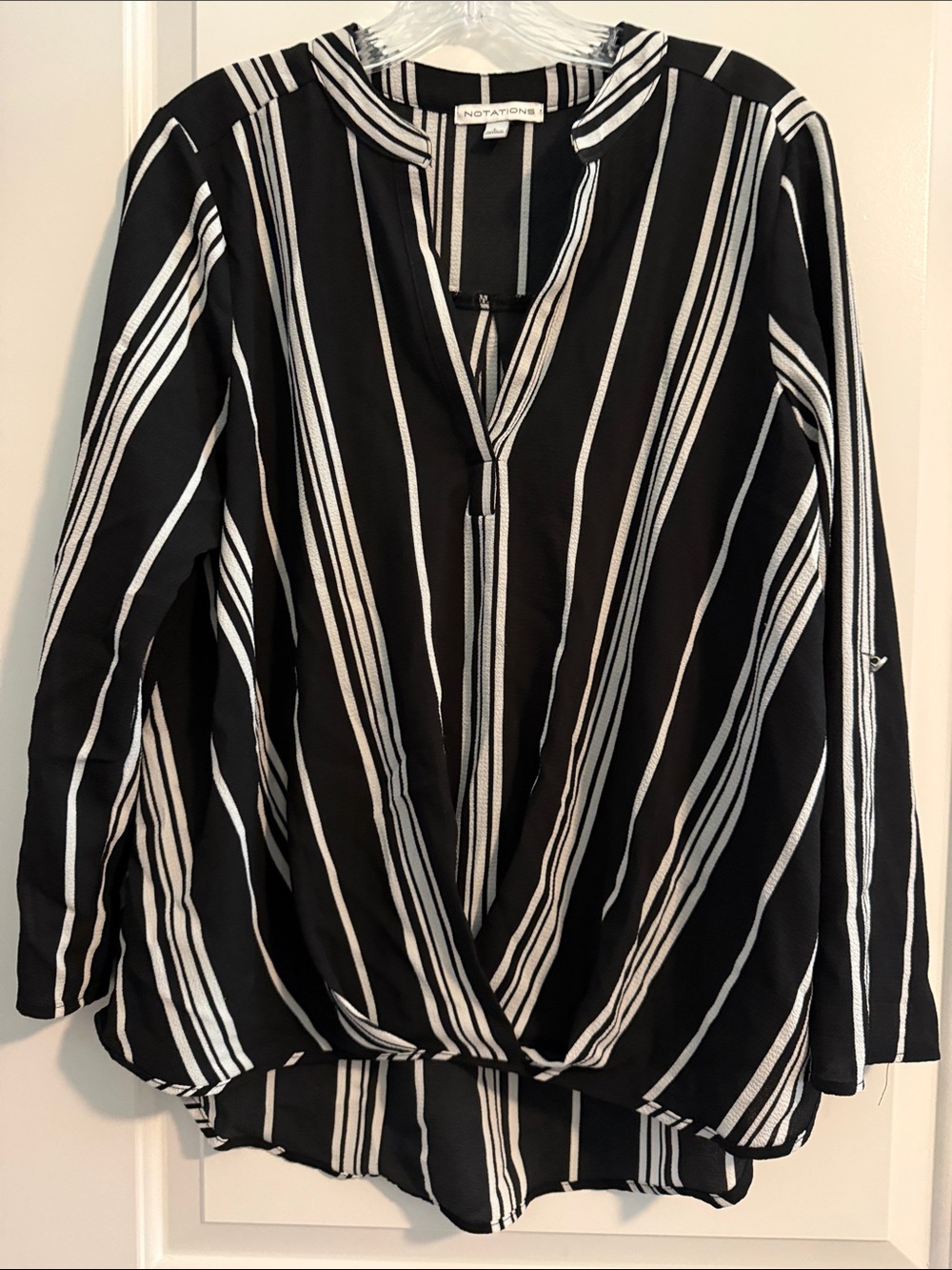 Notations Black & White Top Printed Blouse Lightweight Casual Chic
